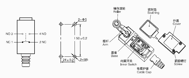 KA-3209雙回路立式行程開關|行程開關產品型號-參數-接線圖